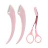 Eyebrow Scissor Eyebrow Trimmer Set 3Pcs/Set Stainless Steel Eyebrow Trimming Makeup Tools for Women Men(Pink) view 1
