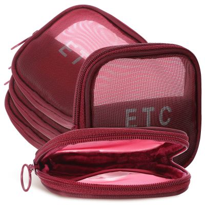 FOMIYES 5 Pieces Mesh Makeup Bags, Travel Toiletry Pouches with Zipper, Mini Portable Cosmetic Organizing Bags for Home Office, Daily Toiletries Accessories