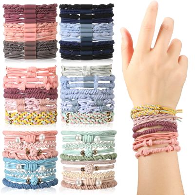 60 Pcs Boho Hair Ties Bracelets 10 Styles Cute Bands & Bracelets for Girls with Thick and Thin Hair, No Damage Elastic Accessories for Girls and Women(Lovely Colors)