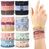 60 Pcs Boho Hair Ties Bracelets 10 Styles Cute Bands & Bracelets for Girls with Thick and Thin Hair, No Damage Elastic Accessories for Girls and Women(Lovely Colors) view 1