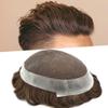 Toupee For Men Hair System European Human Hair Pieces French Lace Mens Toupee Poly Skin Around Hair Replacement System Natural Hairline Gray Hair Units For Men US Stock. (7X9"-120% Medium light to medium density, 4# Medium Brown) view 1