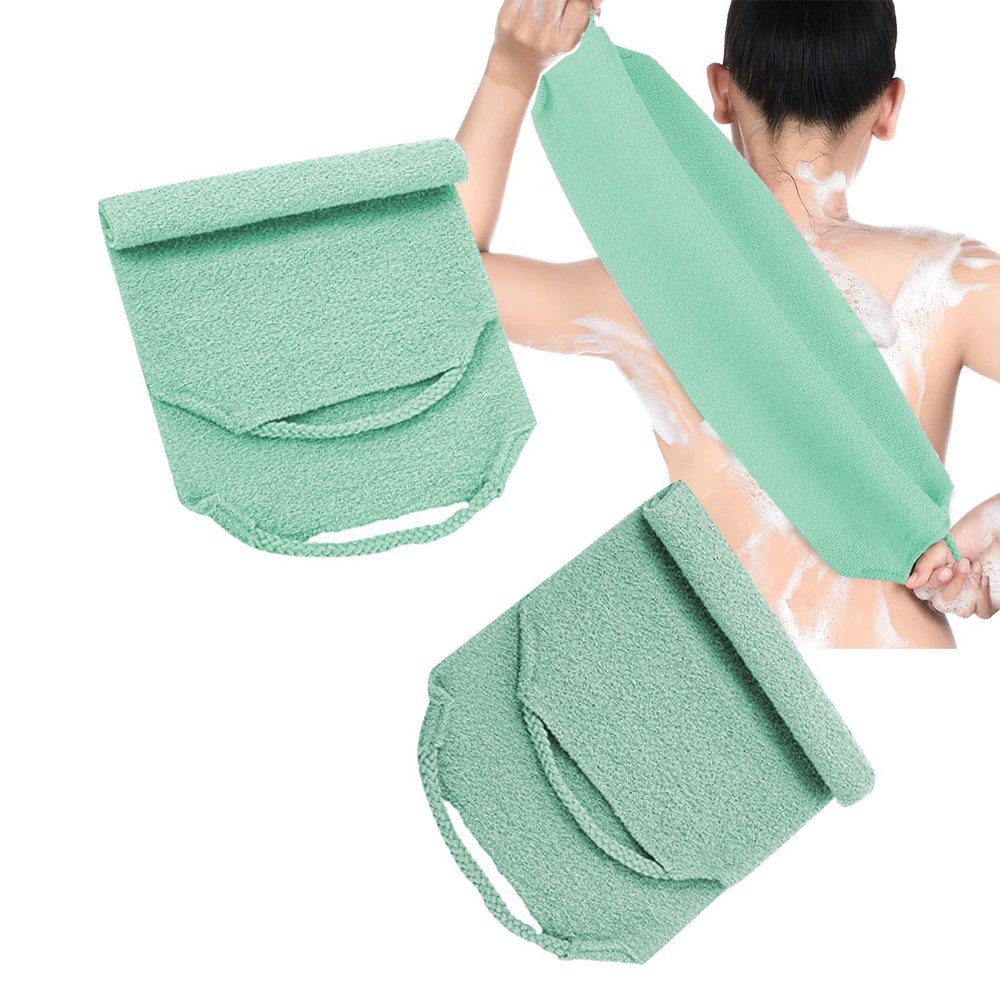 2Pack Back Scrubber for Shower, Exfoliating Body Scrubber(17.7 * 7.87in),Bath Shower Scrubber for Men, Loofah Scrubber to Deep Clean Body (Green)