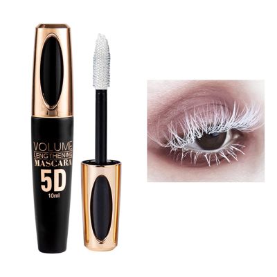 MIESCHER White Mascara for Eyelashes - Waterproof, Long Lasting, 5D Silk Fiber Lash Lengthening, Smudge-Proof, Curling, Defining, Volume Color Makeup for Stage Use