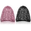 Waydress 2 Pieces Mesh Hair Net Rayon Knit Snood Women Crocheted Sleep Cap (Black and Pink) view 1