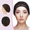 Waydress 2 Pieces Mesh Hair Net Rayon Knit Snood Women Crocheted Sleep Cap (Black and Pink) view 4