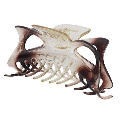 Women's Jumbo Jaw Clip Extra Large Marbelized Hair Claw (Glitter Brown)