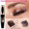 Purple Colored Waterproof Mascara - Long Lasting, Thick, 5D Silk Fiber, SmudgeProof, Volumizing, Lengthening, Curling, Washable, Party & Stage Use view 3