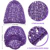 Waydress 2 Pieces Mesh Hair Net Rayon Knit Snood Women Crocheted Sleep Cap (Purple and Pink) view 2
