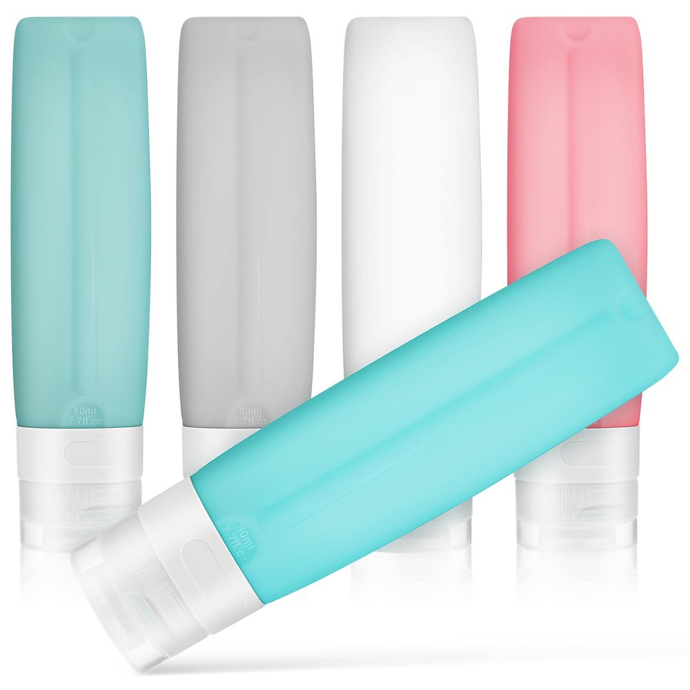 FOMIYES 5pcs Silicone Travel Bottles Containers for Shampoo Lotion and Toiletries with Zipper Bag Travel Camping and Outdoor Adventures