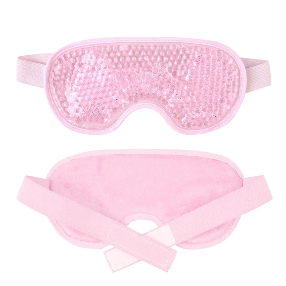 Cooling Eye Cover, Reusable Washable Gel Bead Eye Cover for Dark Circles and Eye Bags, Durable Sleep Eye Cover for Eye Care, Hot Cold Compress Eye Mask for Puffiness Migraines Eye Surgery(PINK)