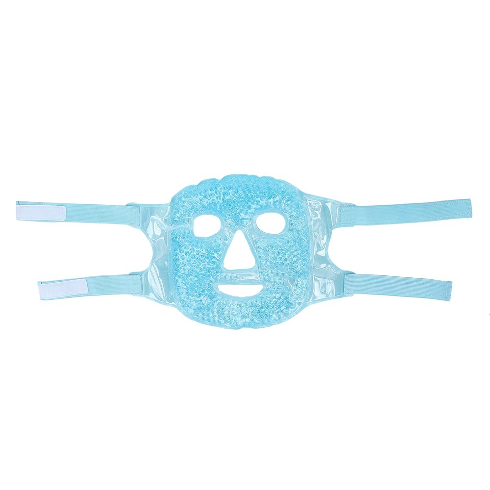 Reusable Gel Beads Face Eye Mask, Hot and Cold Compress Face Cover for Reducing Puffy Dark Circles, Heating Cooling Facial Mask for Fatigue Migraine Stress Relief, Great for Home Face SPA(blue)