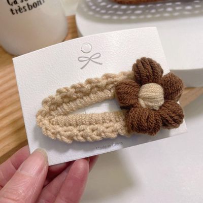 Beige hand-woven yarn floral trim hair ornament Cute girl tiara HairpinC