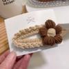 Beige hand-woven yarn floral trim hair ornament Cute girl tiara HairpinC view 1