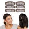 100pcs 6 Teeth Wig Clips, 3.2cm U Shape Hair Extension Snap Clips Clamp Firmly Dark Brown for Hat Fixing view 3