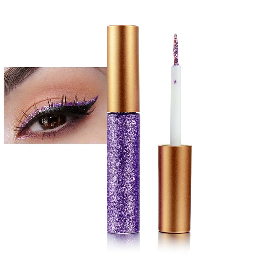 Rosarden Glitter Eyeliner Liquid, Purple Glitter Eyeliner, Long-lasting Waterproof Quick-Drying Metallic Shimmer Glitter Liner, Ultra-Fine Tip Sparkle Eyeliner for Multi Dimensional Eye Makeup