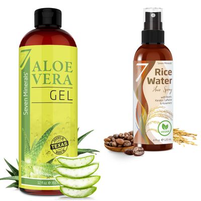 Seven Minerals, Organic Aloe Vera Gel & Fermented Rice Water blended with Rosemary, Biotin, Caffiene, and Keratin