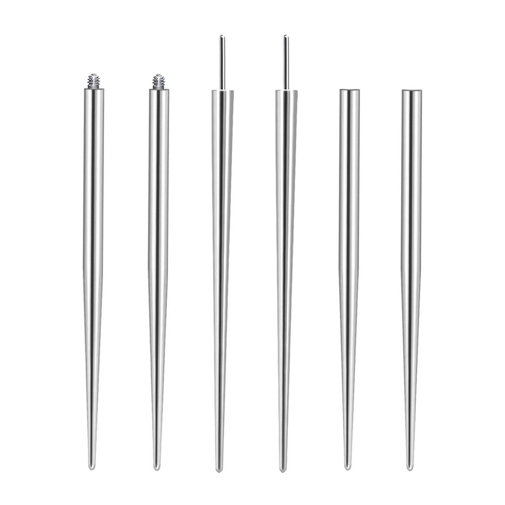 Beautidots 6Pcs Titanium Piercing Taper Insertion Pin for Nose Ear Lip 14G 16G 18G Push in Body Piercing Stretching Assistant Tool for Changing Jewelry
