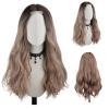 FREE BEAUTY Long Ombre Brown Wavy Wig for Women Middle Part Lace Front Curly Wavy Wig Natural Looking Synthetic Heat Resistant Fiber Wig for Daily Party Use 26 Inch view 1