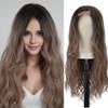 FREE BEAUTY Long Ombre Brown Wavy Wig for Women Middle Part Lace Front Curly Wavy Wig Natural Looking Synthetic Heat Resistant Fiber Wig for Daily Party Use 26 Inch view 2
