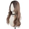 FREE BEAUTY Long Ombre Brown Wavy Wig for Women Middle Part Lace Front Curly Wavy Wig Natural Looking Synthetic Heat Resistant Fiber Wig for Daily Party Use 26 Inch view 3
