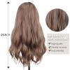 FREE BEAUTY Long Ombre Brown Wavy Wig for Women Middle Part Lace Front Curly Wavy Wig Natural Looking Synthetic Heat Resistant Fiber Wig for Daily Party Use 26 Inch view 4