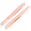 FRCOLOR 2pcs Stainless Steel Eyebrow Tweezers with Comb End Eyebrow Plucker for Women for Hair Removal Facial Hair and Brow Shaping Portable Beauty Tool in Rose Gold view 1