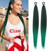 2 Pack Braid Ponytail Extension with Elastic Tie Straight Sleek Wrap Around Braid Wig Ponytail Green gradient 26 Inch (Dark green/green) view 1