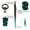 2 Pack Braid Ponytail Extension with Elastic Tie Straight Sleek Wrap Around Braid Wig Ponytail Green gradient 26 Inch (Dark green/green) view 3