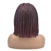 16"Short Length Box Braided wigs for Black Women Bob Style Lace Front Hand Braided wig with Natural Micro Twist Cornrow Baby Hair Synthetic Hair Wigs African American Womens Wig (#1B/99JT Black Mix Wine Red) view 2