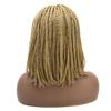 16" Short Length Box Braided wigs for Black Women Bob Style Lace Front Hand Braided wig with Natural Micro Twist Cornrow Baby Hair Synthetic Hair Wigs African American Womens Wig (#27/613M Blonde) view 2