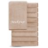 Cosy Family 10 Pack Makeup Remover Wash Cloths - Soft Microfiber Fingertip Facial Cleansing Cloths for Hand and Make Up, 12 x 12 in, Brown view 1