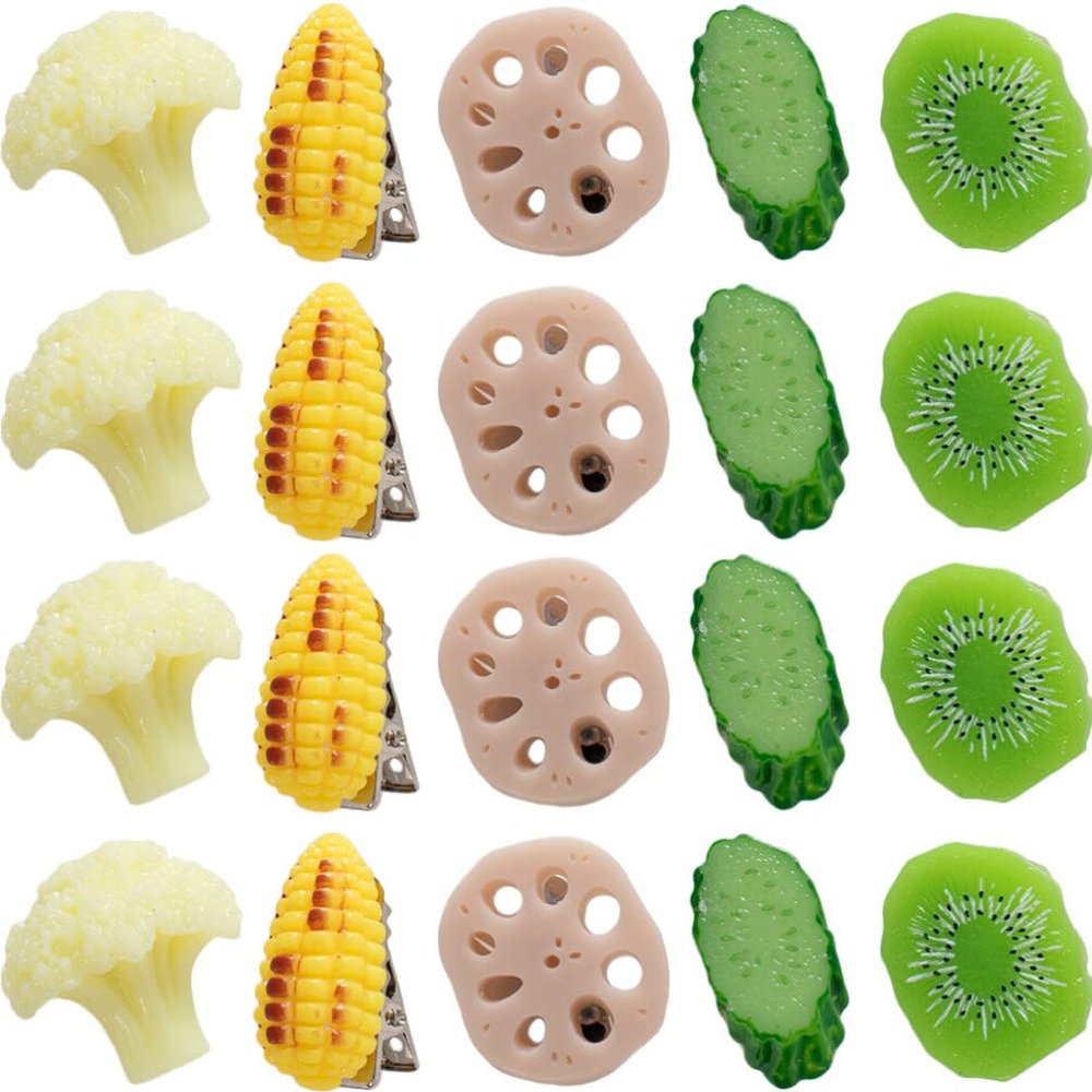 Beaupretty 20pcs Cute Fruit and Vegetable Hair Clips Lightweight Hairpins for Women Adorable Design for Long and Hair for Daily Wear and Accessories