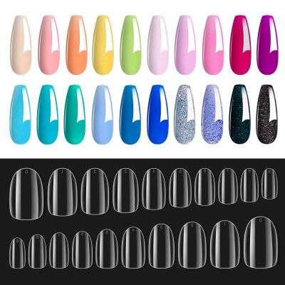 beetles Gel Polish Nail Set 20 Colors Fantasyland Collection with 500 Pcs Pre Shaped Short Oval Clear Full Cover False Nails
