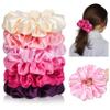 CEELGON Large Silk Satin Scrunchies for Women Big Scrunchies Jumbo Satin Hair Ties Oversized Hair Scrunchies for Thick Curly Hair Pack of 6 (Pink) view 1