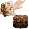 CEELGON Large Silk Satin Scrunchies for Women Big Scrunchies Jumbo Satin Hair Ties Oversized Hair Scrunchies for Thick Curly Hair Pack of 6 (Black,Champagne,Brown,Gold) view 1