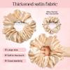 CEELGON Large Silk Satin Scrunchies for Women Big Scrunchies Jumbo Satin Hair Ties Oversized Hair Scrunchies for Thick Curly Hair Pack of 6 (Black,Champagne,Brown,Gold) view 2