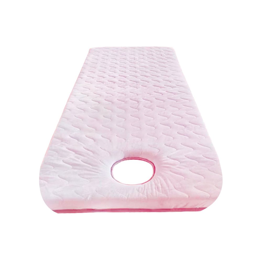 Square/Round/Trapezoidal Head Lash Bed Cushion Memory Foam,Spa Bed Mattress Topper,Plush Pad for Massage Table,with Face Breathing Hole & Elastic Straps,Soft Comfortable,Pink 3cm,R 60x180cm