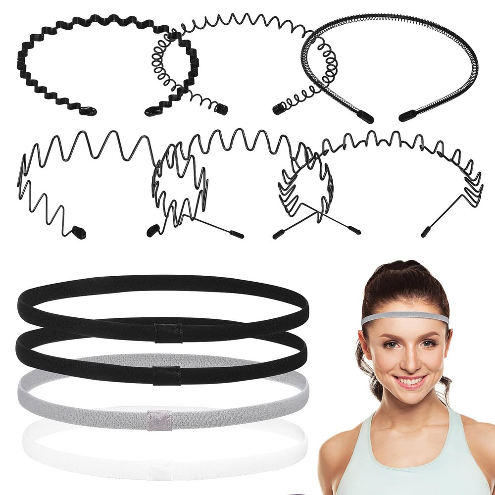 Lurrose 10pcs Unisex Metal Headband Mens Metal Hair Band Spring Wavy Hair Hoop Black Non Hair Bands Outdoor Sports Headbands