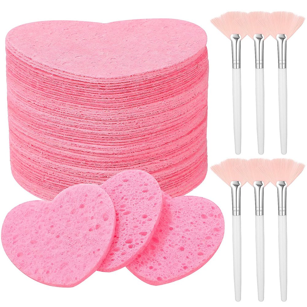 60-Count Compressed Facial, Cellulose Face Fan Fan Mask Applicator Face Cleansing Supplies