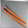 Perfect Hairstyle with Our Hair Accessories - Orange Crystal Wood Set 2 Hair Chop Sticks Accessory Picks Pins 7 1/8" Long Fashionable Hair Accessory Hair Jewelry Accessories for Lady Women view 1