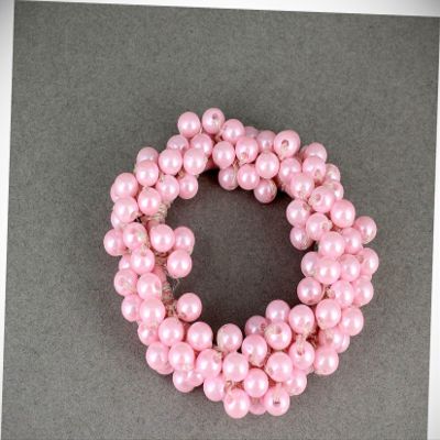 Perfect Hairstyle with Our Hair Accessories - Pink Beaded Faux Pearl Beaded Stretch Ponytail Holder Scrunchy Hair Tie Fashionable Hair Accessory Hair Jewelry Accessories for Lady Women