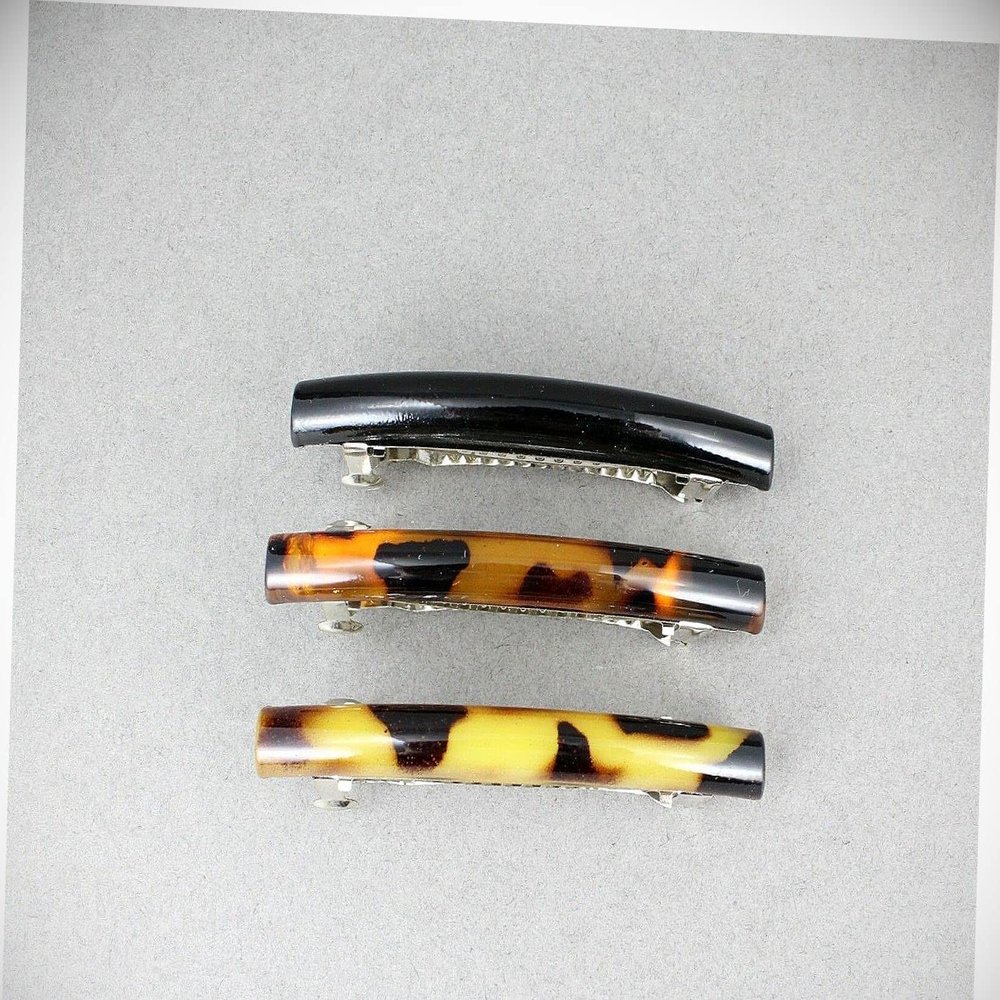 Perfect Hairstyle with Our Hair Accessories - Black Brown Beige Barrette Set 3 Thin Skinny Barrette Hair Clip Accessory 2.5" Fashionable Hair Accessory Hair Jewelry Accessories for Lady Women