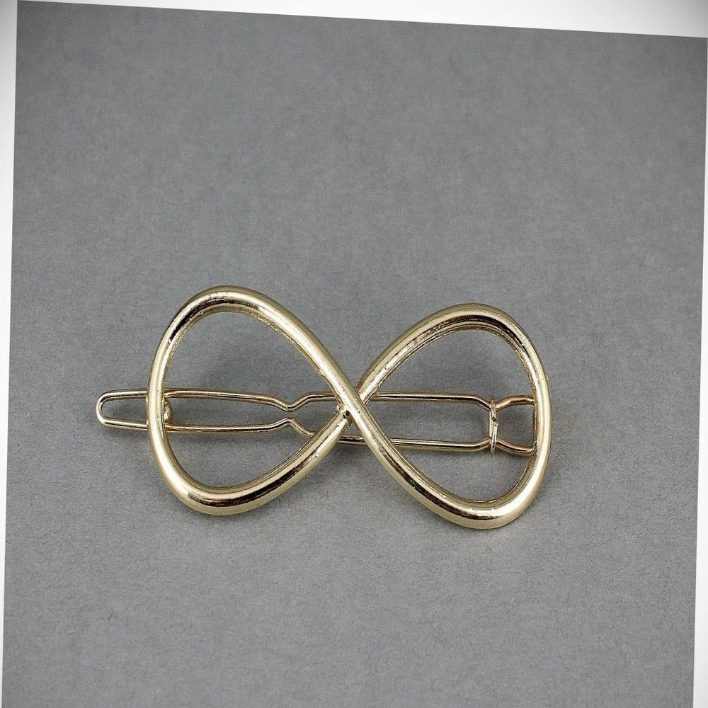 Perfect Hairstyle with Our Hair Accessories - Gold Infinity Barrette Outline Shape Metal Hair Clip Barrette Shiny 2.25" Long Fashionable Hair Accessory Hair Jewelry Accessories for Lady Women