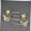 Perfect Hairstyle with Our Hair Accessories - Butterfly Flower 4 Gold Bobby Bobbi Pins Bead Clip Barrette Hairpin Accessory Fashionable Hair Accessory Hair Jewelry Accessories for Lady Women view 1