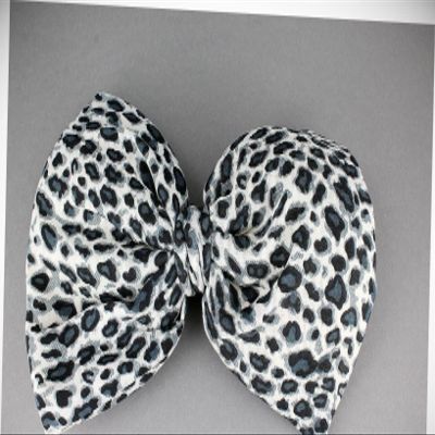 Perfect Hairstyle with Our Hair Accessories - Black Grey Leopard Fabric Big Huge Bow 7" Wide Barrette Hair Gator Clip Fashionable Hair Accessory Hair Jewelry Accessories for Lady Women
