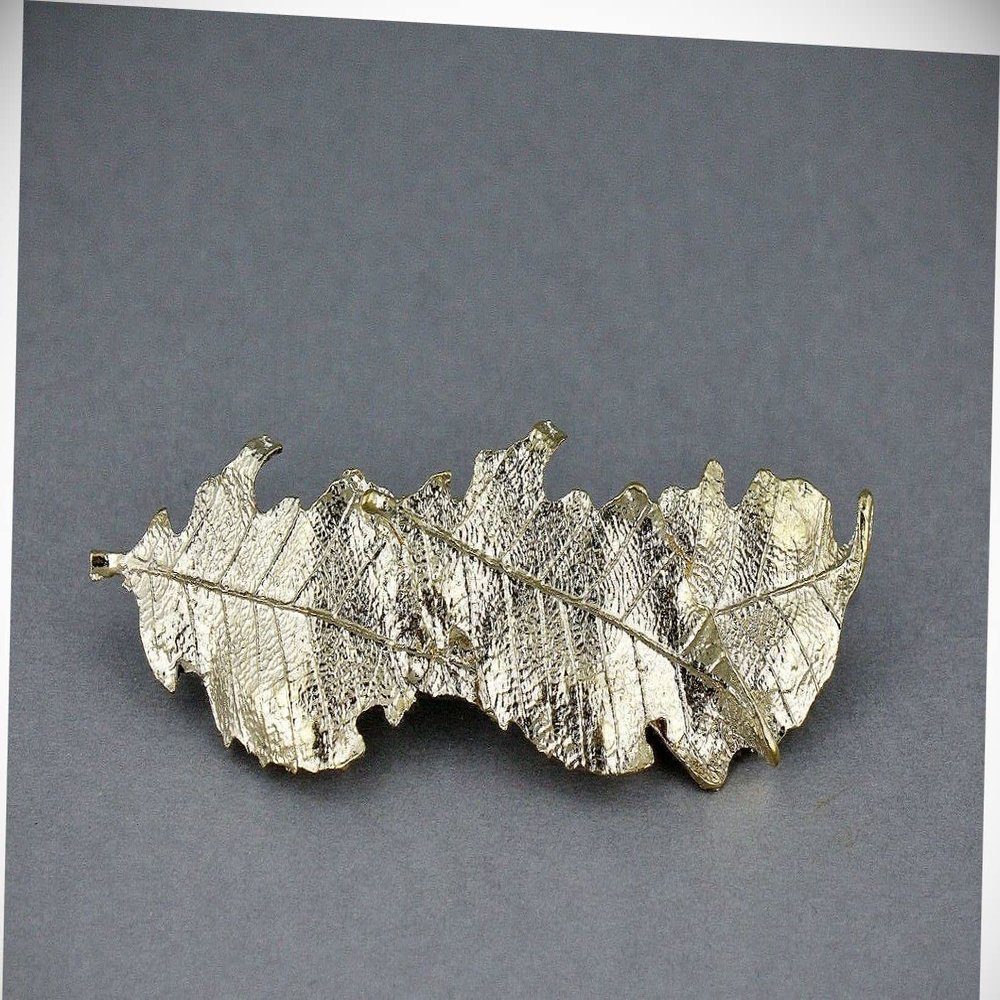 Perfect Hairstyle with Our Hair Accessories - Gold Leaf Metal Barrette Curved Hair Clip Leaves 3.5" Long Stamped Textured Leaf Fashionable Hair Accessory Hair Jewelry Accessories for Lady Women