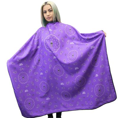 King Midas Bandana Barber Cape Waterproof, Hair Resistant, Adjustable Neck Closure, Fits All (Purple Cape)