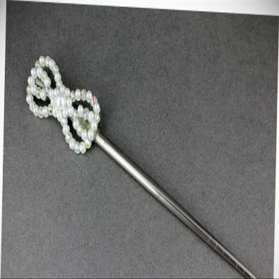 Perfect Hairstyle with Our Hair Accessories - White Hair Stick Crystal Faux Pearl Chop Stick Accessory Pick Pin 7 1/8" Long Fashionable Hair Accessory Hair Jewelry Accessories for Lady Women