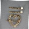 Perfect Hairstyle with Our Hair Accessories - Gold Heart Barrette Outline Shape Hair Clip Chain Link Pearl Bobby Pins Set Pack Fashionable Hair Accessory Hair Jewelry Accessories for Lady Women view 1