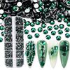 FRUJCDKI 3600Pcs Rhinestones for Nail Art Glass Crystals,6 Size(ss4-ss16) Nail Gems Flatback Rhinestone for Crafts,Jewels Diamonds Stone Kit (Green) view 1